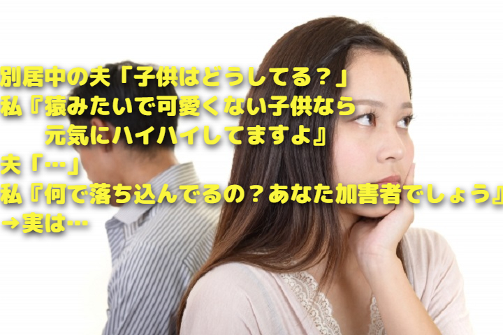 別居中の夫「子供はどうしてる？」私『猿みたいで可愛くない子供なら元気にハイハイしてますよ』夫「…」私『何で落ち込んでるの？あなた加害者でしょう』→実は… ちょっと一休み